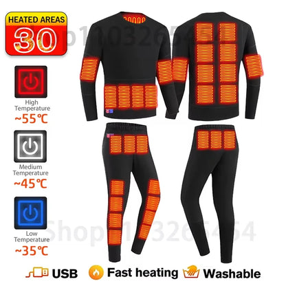 52-Zone USB Heated Winter Underwear for Men & Women – Thermal Electric Heating Jacket and Winter Clothing Accessories