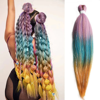 Purple, Pink & White Ombre Straight Braids – Hair Tinsel Festival Rave Extensions for Girls, Crazy Hair Day Braids