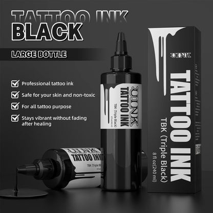 DQFART 240ML Professional Tattoo Ink – Triple Black & White Pigment for Permanent & Semi-Permanent Body Art Supplies