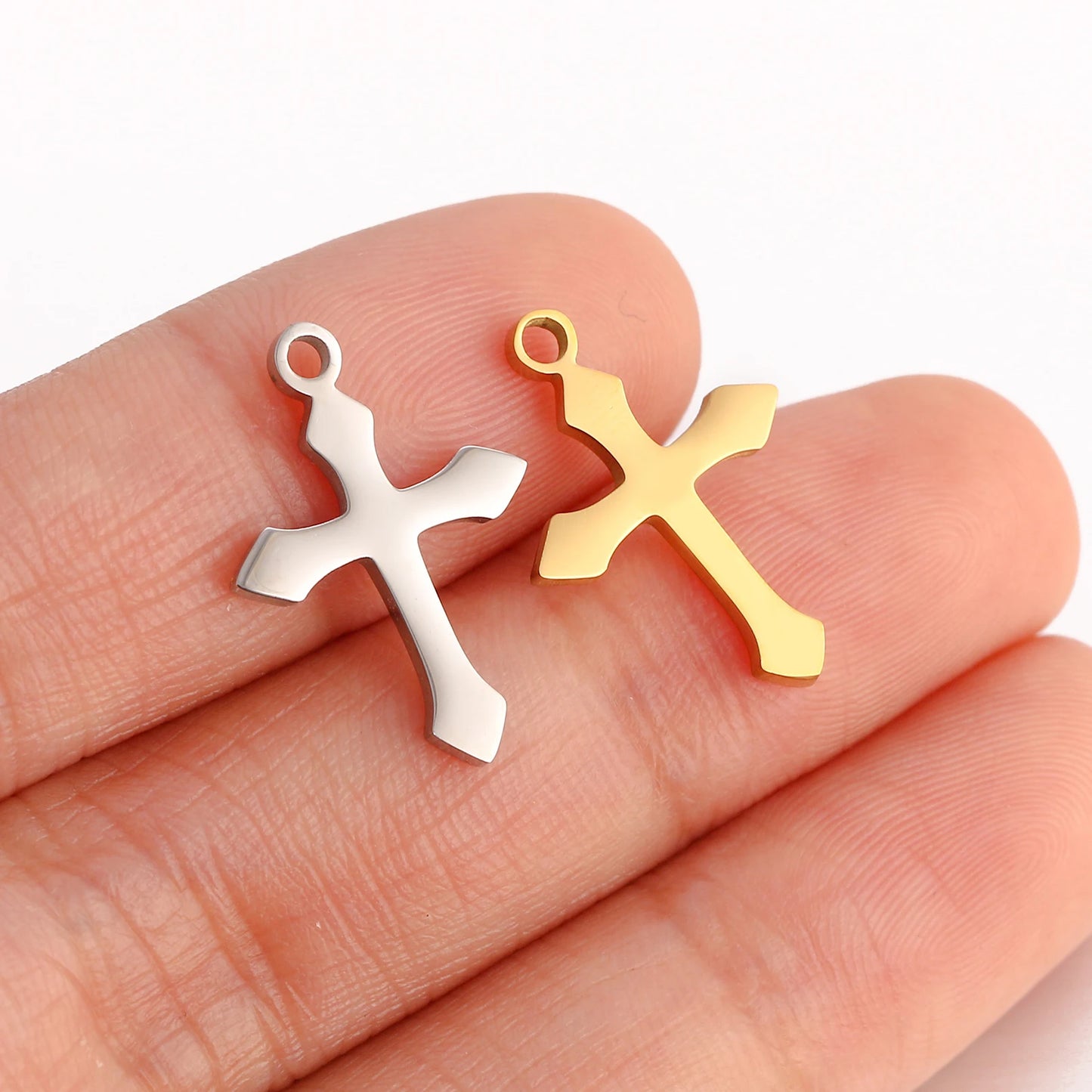 Stainless Steel Cross Charms Set - 5Pcs DIY Jewelry Pendants for Bracelets, Earrings & Necklaces