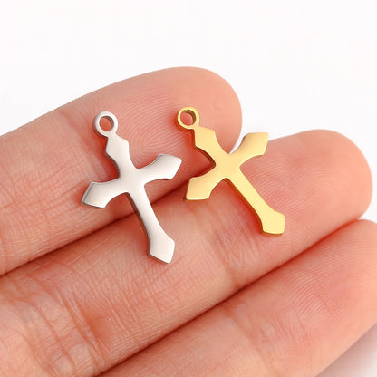 Stainless Steel Cross Charms Set - 5Pcs DIY Jewelry Pendants for Bracelets, Earrings & Necklaces