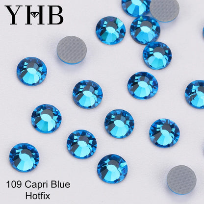 YHB 101-127 Hotfix Crystal Rhinestones - Glitter Glass Flatback Gems for Bags, Shoes, Garments, Phone & Nail Art DIY