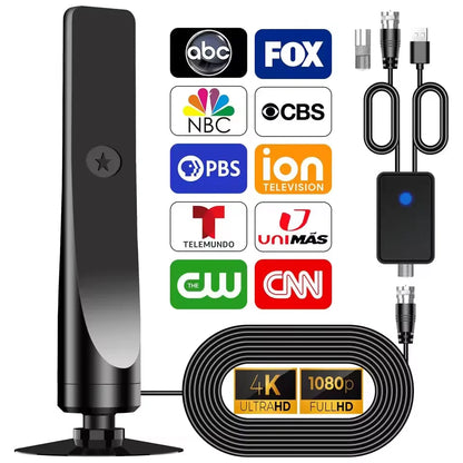 HD Digital TV Antenna - 50 Miles Amplified Signal Booster VHF/UHF Antenna for 4K & 1080P TVs