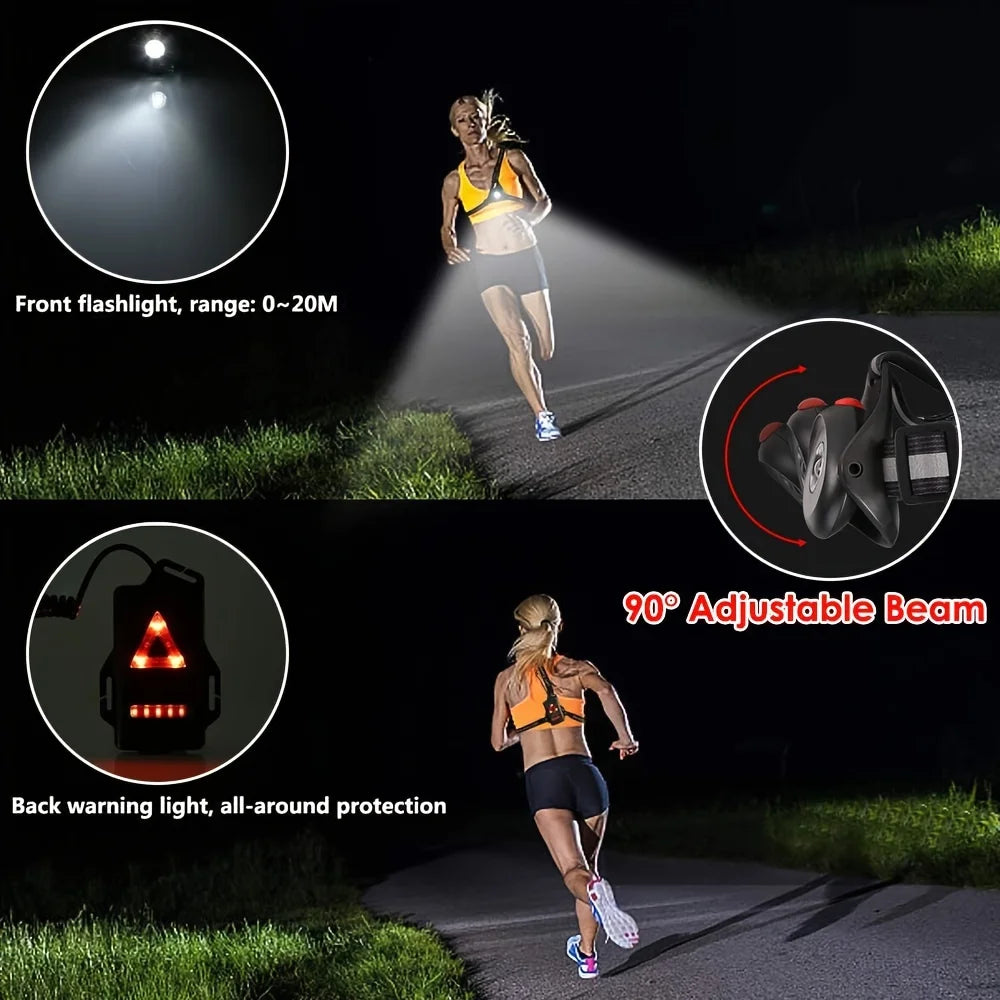 Outdoor USB Charging Night Running Lights: LED Chest Lamp Back Warning Light for Camping, Hiking, Jogging, Adventure