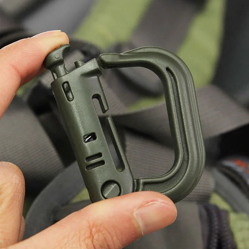 Outdoor GRIMLOC Molle Carabiner: D-Locking Plastic Clip Snap Buckle Keychain - ITW Fastener for Bag Attachment