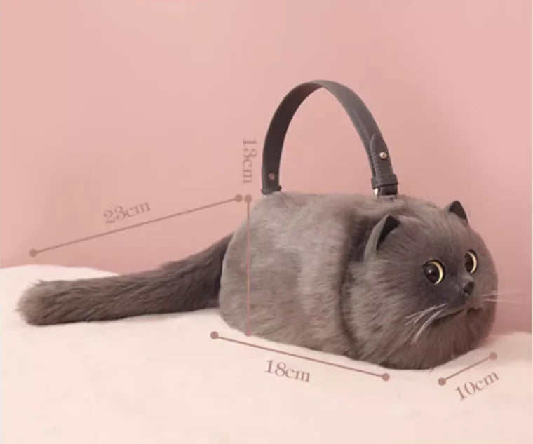 One Shoulder Small Messenger Bag for Women — Handmade Plush Cat Design, Cute & Versatile Autumn/Winter Bag