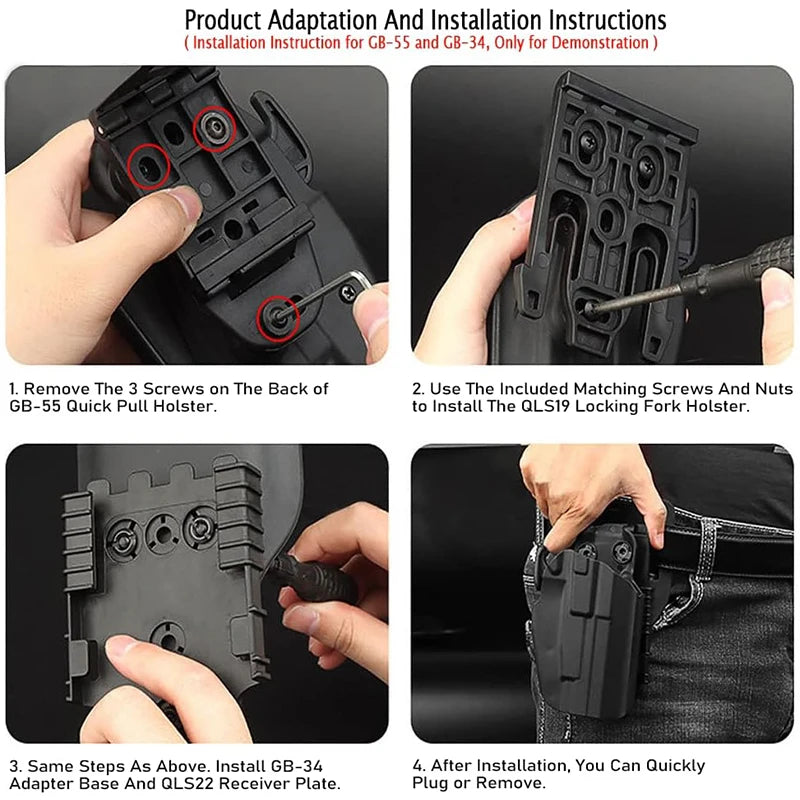 QLS Holster Adapter Kit - Quick Locking System with QLS 19 & 22 Polymer Mount Accessories for Gun Cases