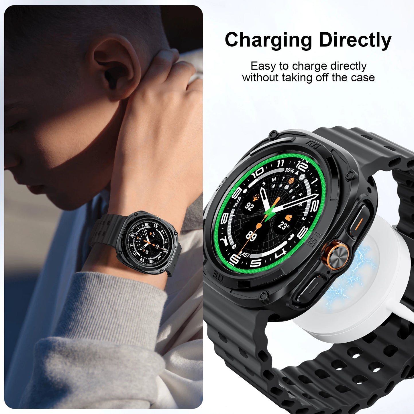 Samsung Galaxy Watch Ultra 47mm Screen Protector - Hard PC Frame Protective Bumper Case & Cover Accessories