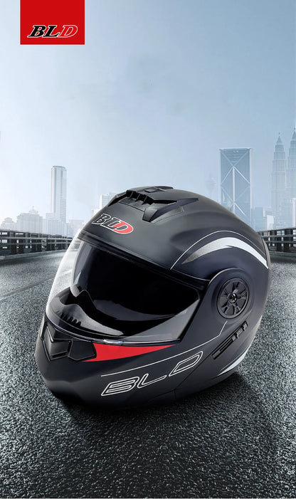 Personalized Dual-Lens Flip-Up Motorcycle Helmet — Motocross Racing Modular Full-Face Helmet for Men & Women, Fashionable Cascos Para Moto