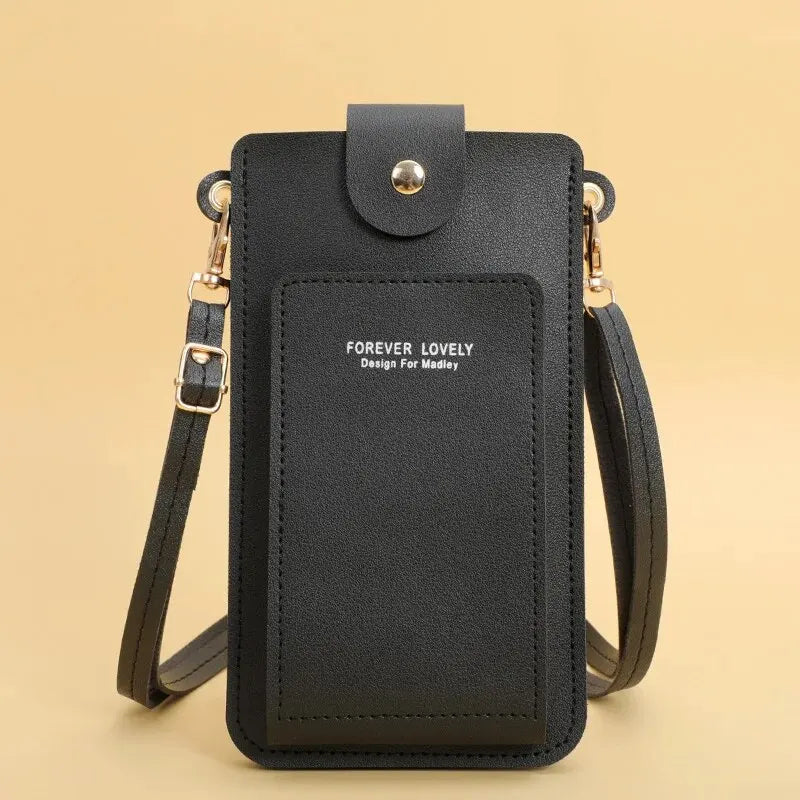 Women's Soft Leather Wallet Crossbody Bag – Touch Screen Phone Purse with Shoulder Strap