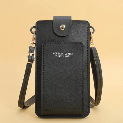 Women's Soft Leather Wallet Crossbody Bag – Touch Screen Phone Purse with Shoulder Strap