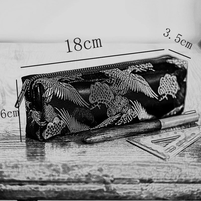 Retro Kawaii Pencil Case – Embroidery Pen Case with Golden Thread, Trousse School Supplies & Pencil Pouch