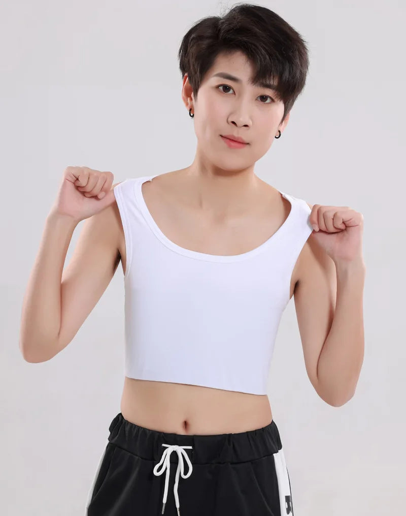 Women’s Half-Length Corset Top – Pullover Breast Binder with Bandage Tank Vest for Lesbian & Trans FTM