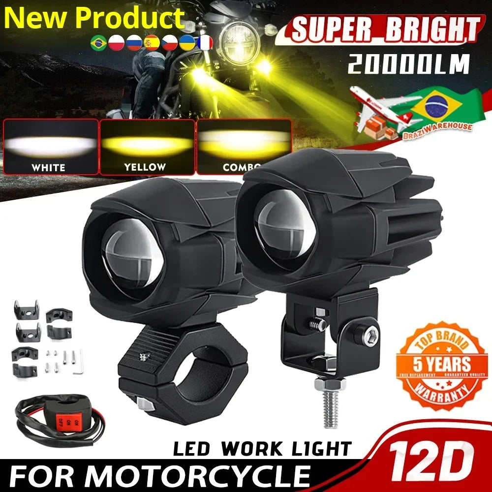 200W LED Motorcycle Spotlight – Fog & Auxiliary Headlights for Off-Road, UTV, Truck, 12V/24V