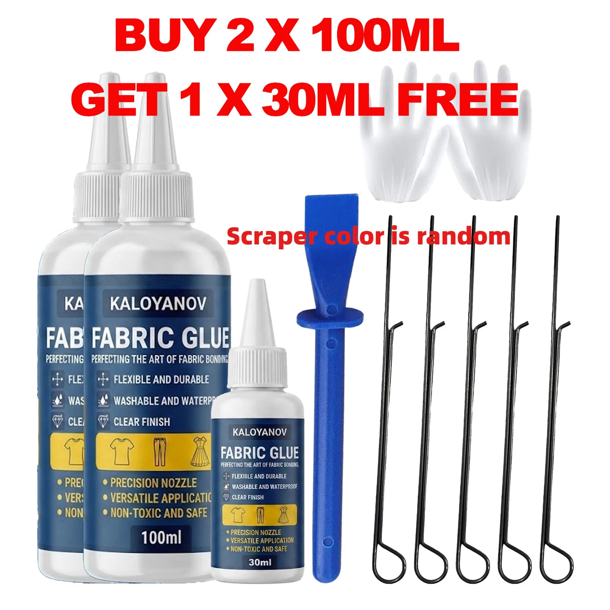 100ml Fabric Glue Set - Clear Waterproof Washable Adhesive for No-Sew Clothing and DIY Repairs