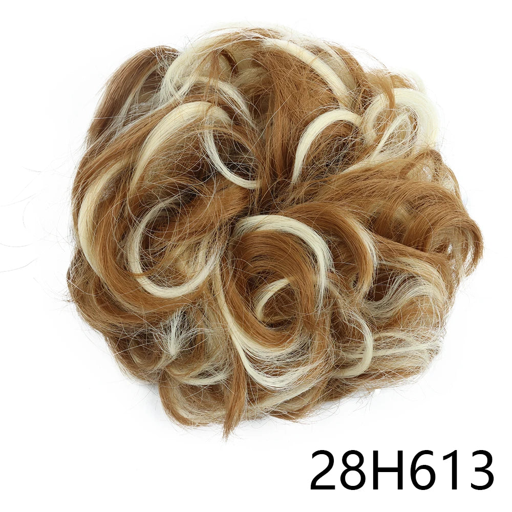 Synthetic Wavy Hair Bun Wig – Elastic Rubber Scrunchie Curly Ponytail Hair Extension for Ladies
