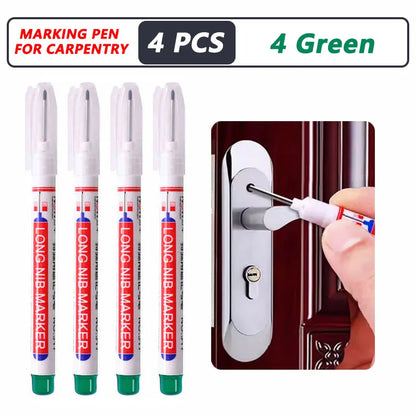 20mm Deep Hole Marker Pen Tips - Long Nib Waterproof Markers for Metal, Woodworking & Bathroom Decoration