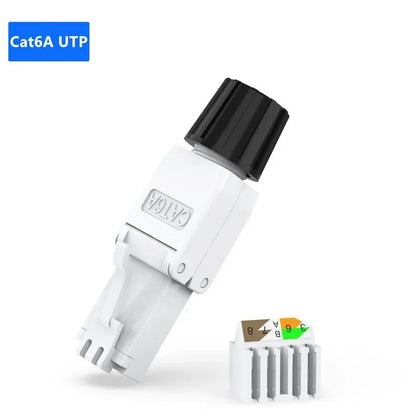 Cat6A/Cat7 RJ45 Connector — UTP/STP Toolless Network Plug | Shielded PoE Ethernet Modular Male Adapter