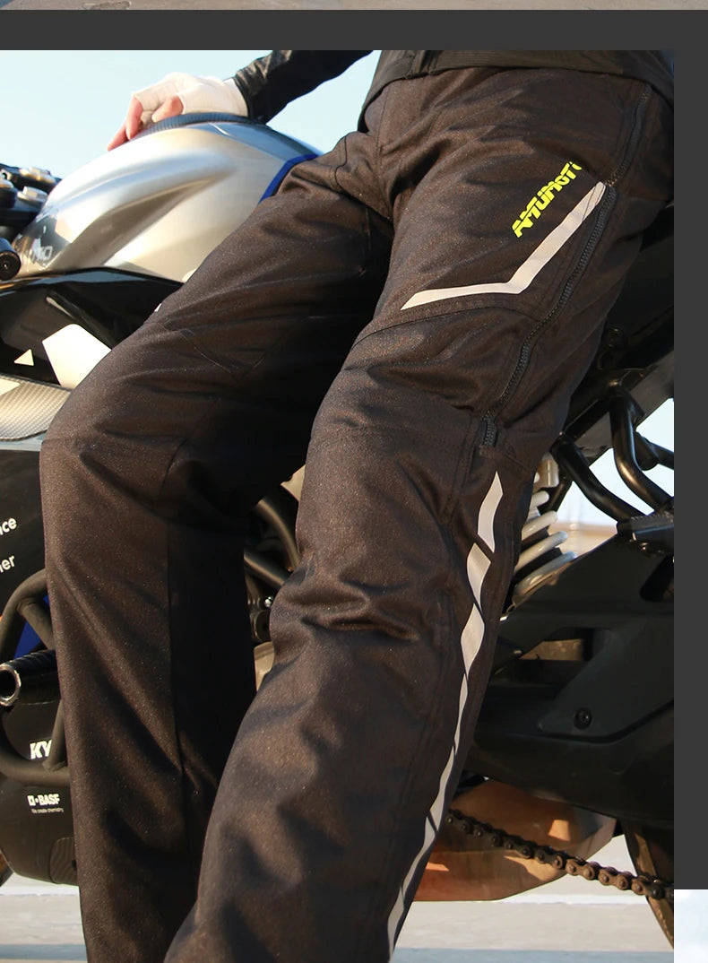 AMU Motorcycle Quick Take-Off Pants - Waterproof, Windproof, Thermal Protective Gear for Men & Women