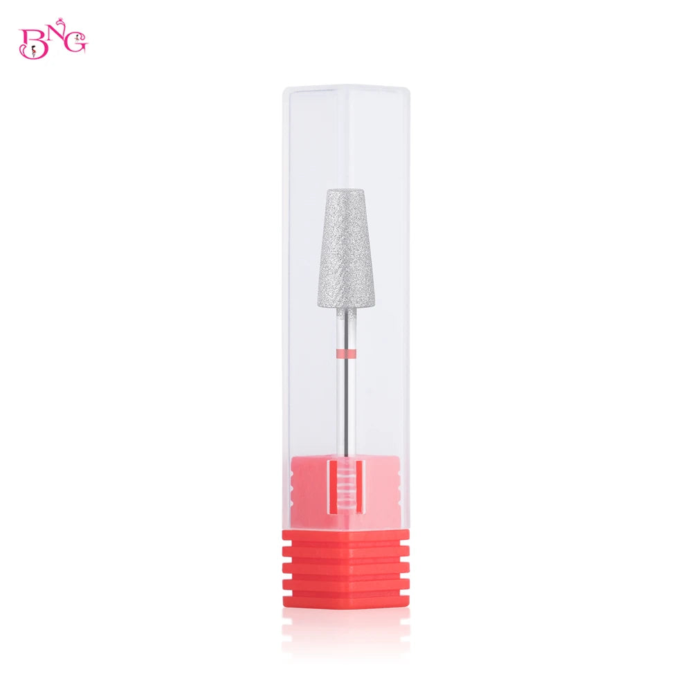 BNG Diamond Nail Sanding Drill Bits - Cross Teeth Barrel Rotary Cuticle Clean Burr, 3/32" Manicure Bit for Nail Accessories