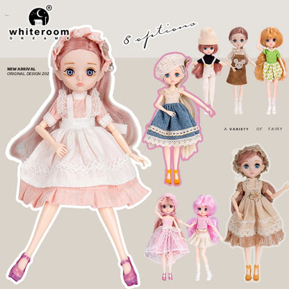 Slim 26cm BJD Doll for Girls – 13 Movable Joints with Princess Outfit, Blue Eyes & Eyelash Accessories