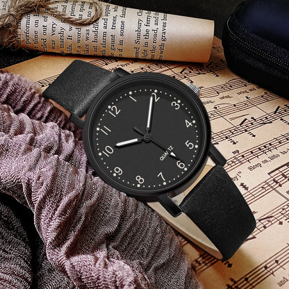 Vintage Women’s Quartz Watch – Leather Strap Wristwatch, Elegant Ladies Watch Gift