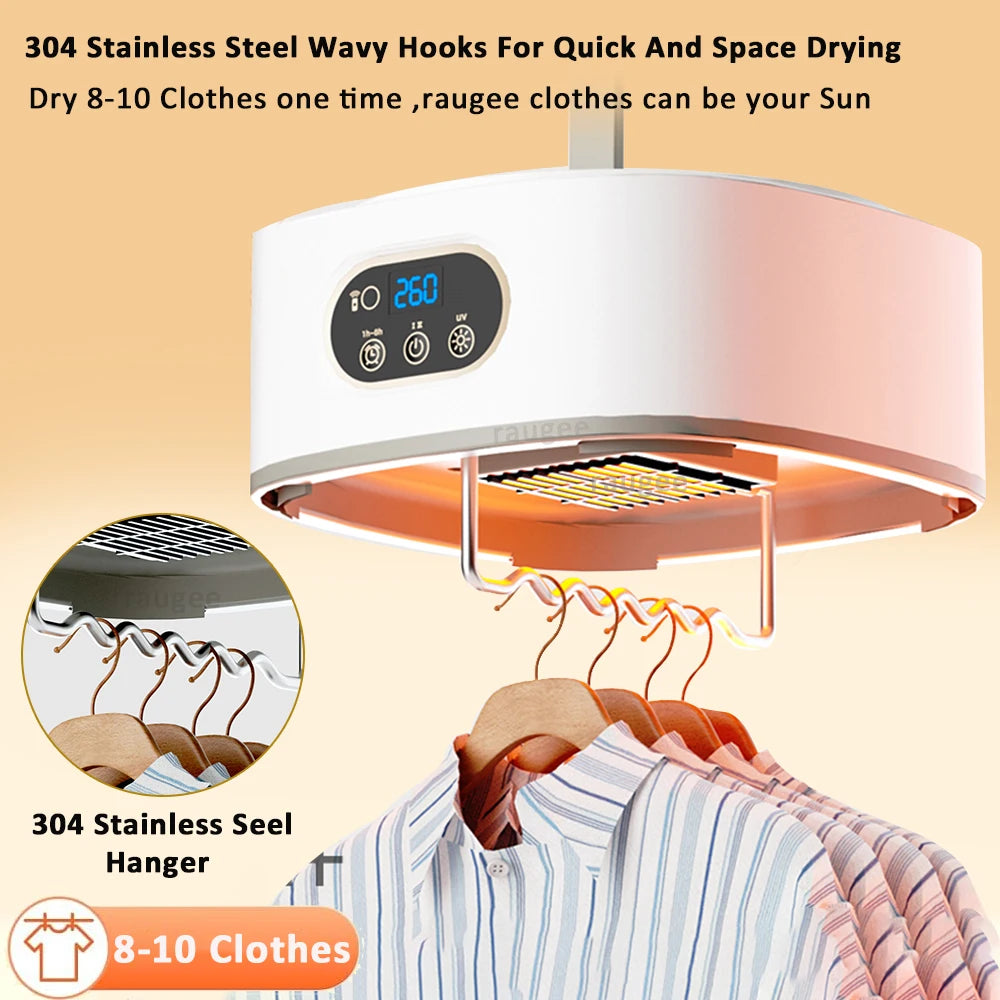 Portable Electric Clothes Dryer - Foldable Heated Laundry Drying Machine with Timer and Remote Control