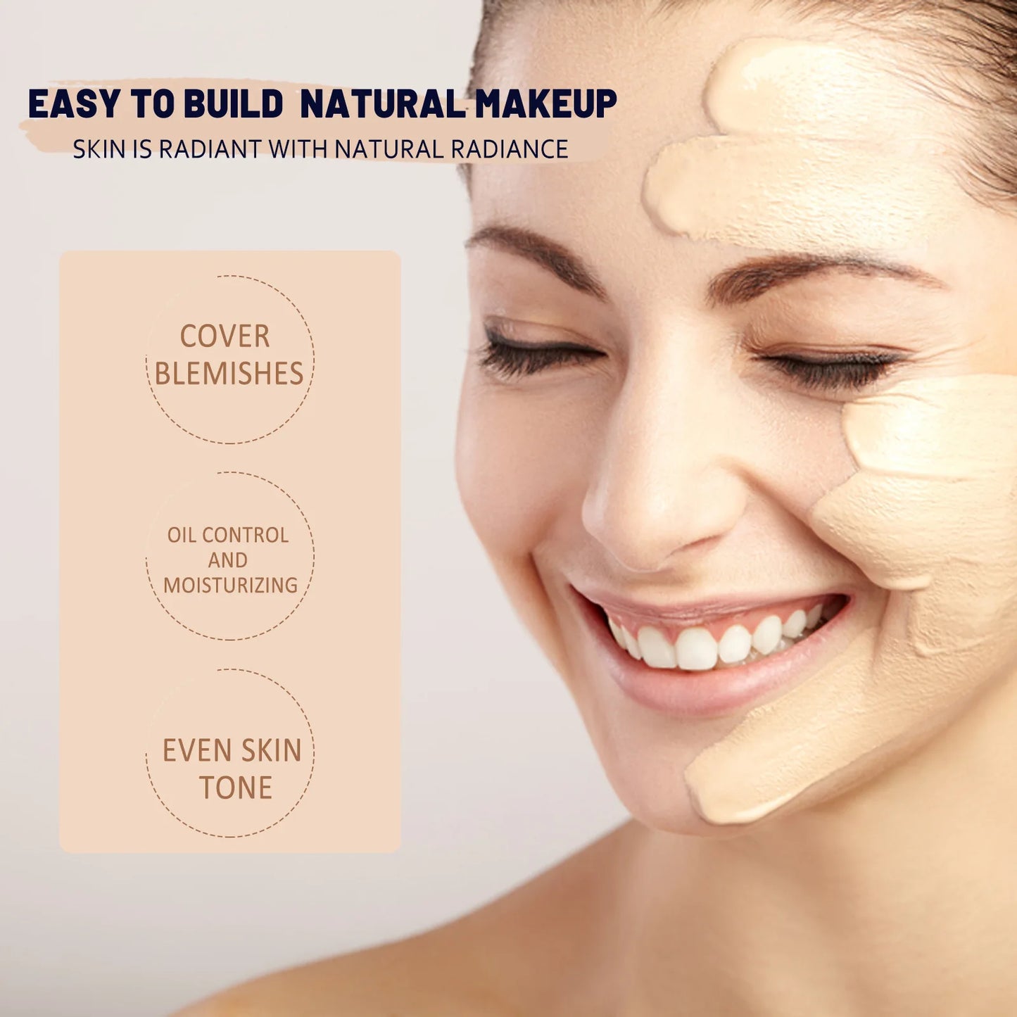 CC Foundation Cream – Natural Moisturizing, Waterproof, Brightening Concealer with Oil-Control & Long-Lasting Coverage