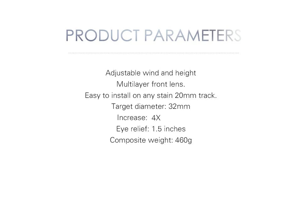 4X32 Hunting Riflescope – Fiber Optic Green & Red Dot Illuminated Reticle Tactical Sight