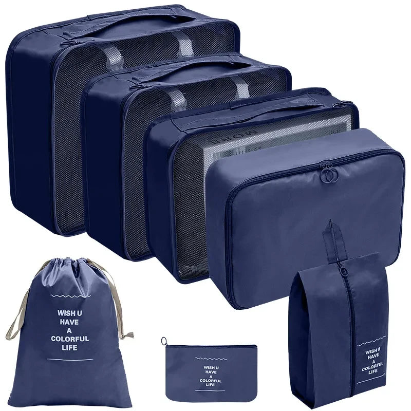 7–10 Pc Travel Organizer Storage Bags Set – Portable Packing Cubes for Suitcase, Clothes, Shoes & Luggage Tidy Pouch