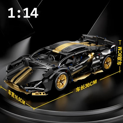 1:14 Technical Racing Sport Car Model Building Blocks, DIY Supercar Brick Puzzle, 1280+ Pieces, Gift for Kids and Adults