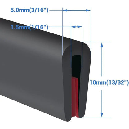 U-Shape Edge Protector Trim - 3M Waterproof Rubber Seal Strip for Edge Shielding