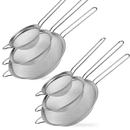 Stainless Steel Fine Mesh Flour Sifter with Handle – Baking Strainer & Sieve Accessory