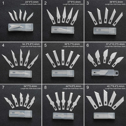 10pcs Non-Slip Metal Craft Knife Blades – Precision Engraving & Cutter Tools for PCB Repair & Mobile Phone Scalpel