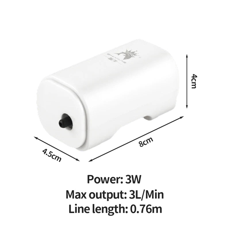Ultra Silent 3W Aquarium Air Pump - 220V-240V Mini Fish Tank Oxygen Compressor (110V Option)