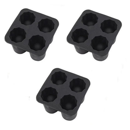 Silicone 4-Hole Ice Cube Mold – Round Press Ice Block Maker for Whiskey, Beer, and Bar Kitchen Use