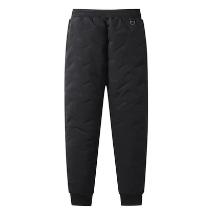 Men’s Winter Down Cotton Pants — Waterproof Thickened Wool Jogger with Zipper Pockets, Warm Outdoor Ski Pants, 7XL