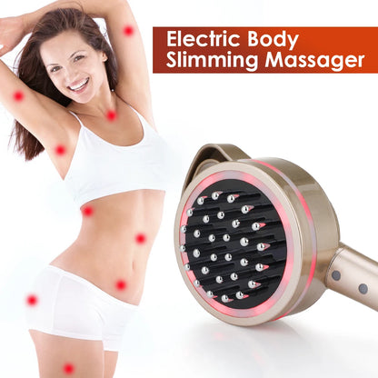 Microcurrent Meridian Brush Massager for Cellulite, Lymphatic Care, Infrared Heating & Vibration Body Scraping Device