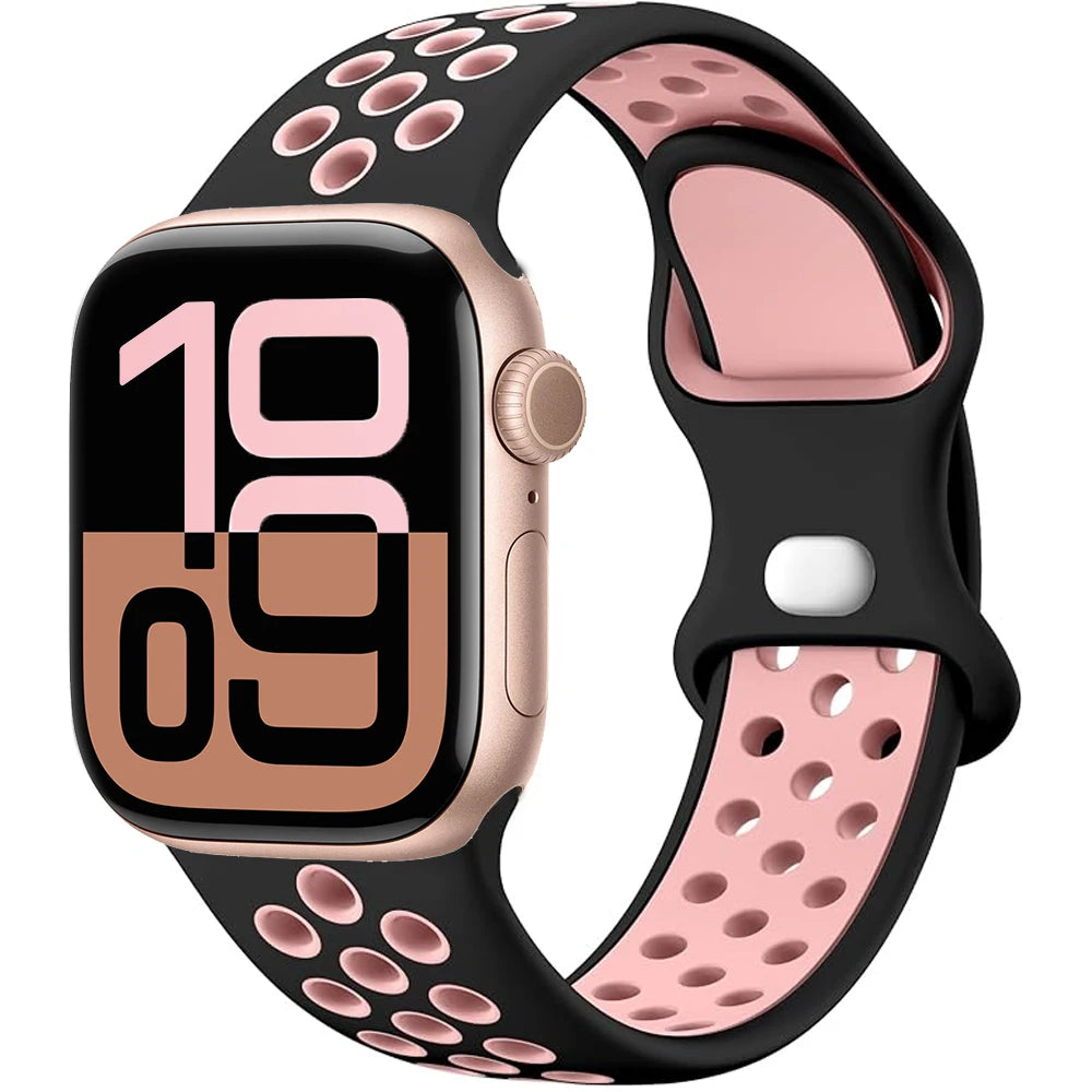 Silicone Apple Watch Strap - Breathable Wristband for Watch 11/10/9/8/7 Ultra 3/2 SE Series 49mm-41mm