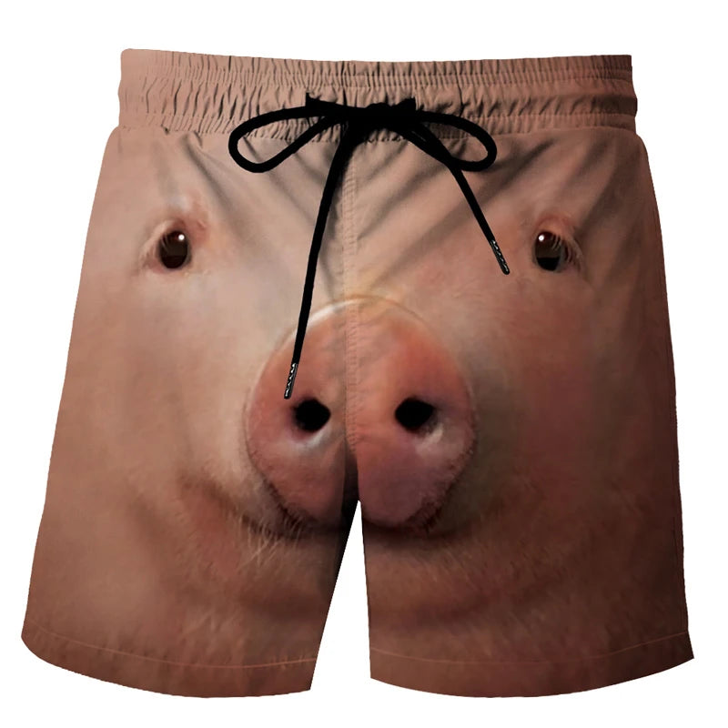 Funny Duck Graphic Men’s Beach Shorts – 3D Animal Print Board Shorts for Swim, Gym & Sports