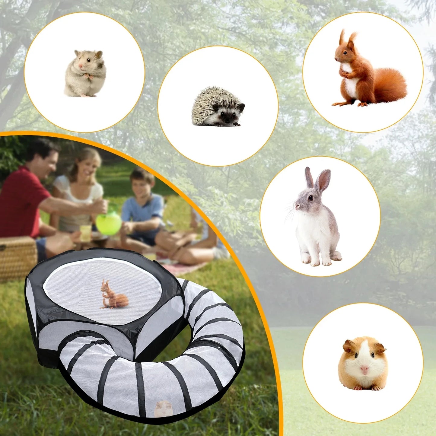 Portable Small Animal Playpen - Foldable Pet Cage with Transparent Mesh for Cats & Chickens