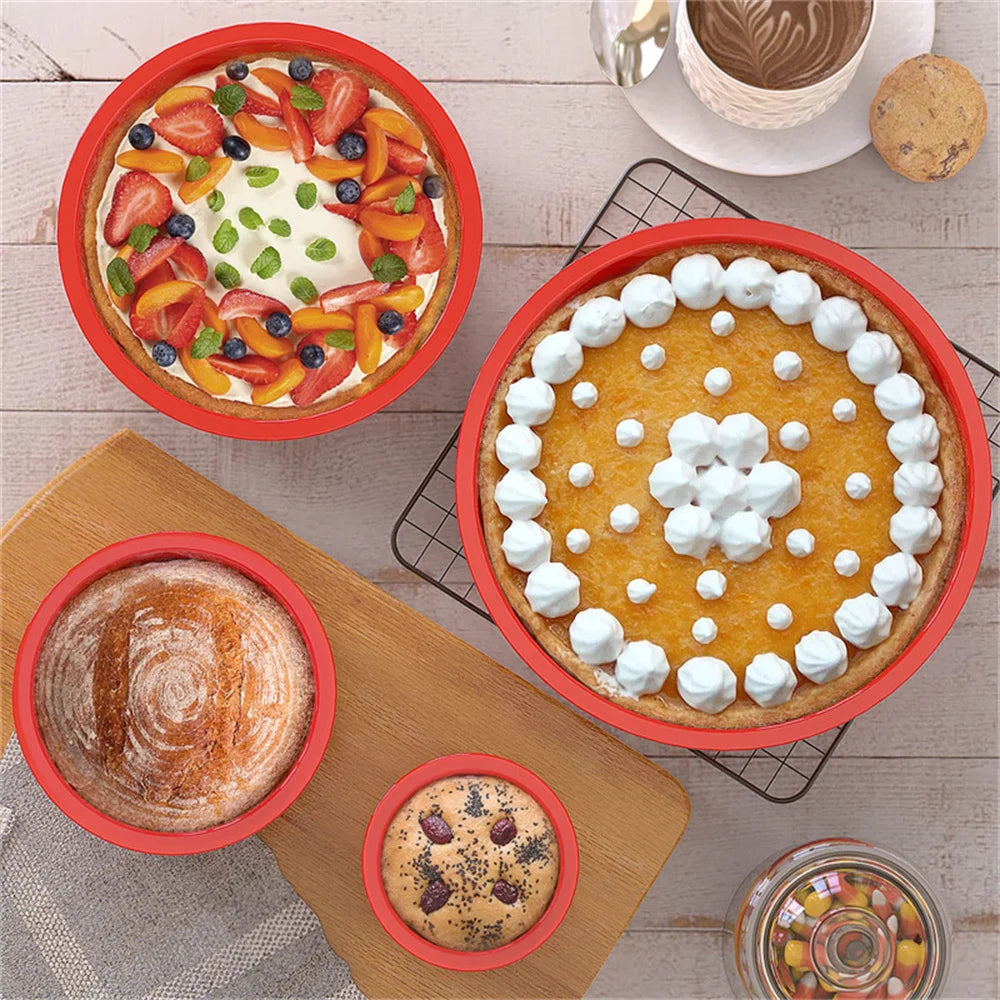 Round Silicone Cake Mold – 4/6/8/10 Inch Non-Stick Baking Pan for Cheesecake, Birthday & Christmas Parties