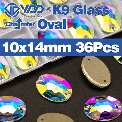 AAAAA K9 Glass Sew-On Rhinestones - AB Crystal Flatback Stones for Wedding Dress & Clothing Accessories