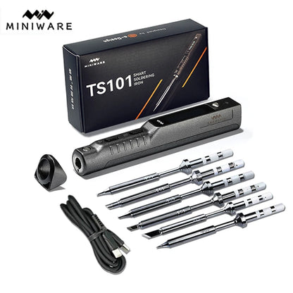TS101 65W Mini Soldering Iron - Portable Adjustable Temperature LCD with Tip Set Upgrade