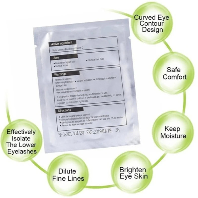 100 Pairs Eyelash Extension Eye Patches — Under-Eyelash Stickers for Lash Extensions and Eyelid Building Supplies