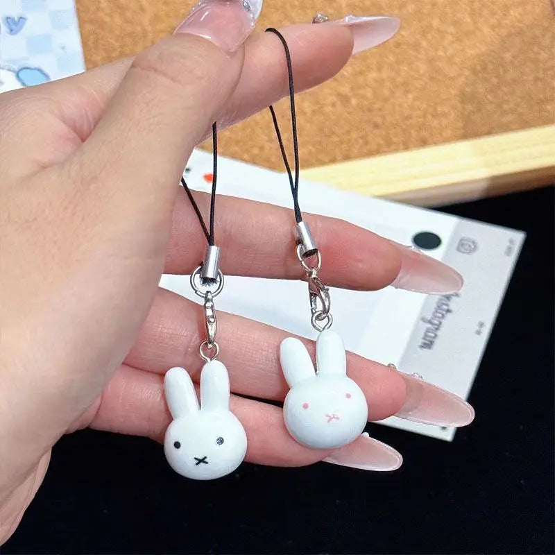 3PCS Miffy Cartoon Keychain Set - Cute Anime Character Pendant for Backpack, Phone Case & Couple Accessories