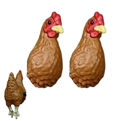 Handmade Chicken Earrings - Hand-Painted Farm Animal Jewelry & Funny Gift