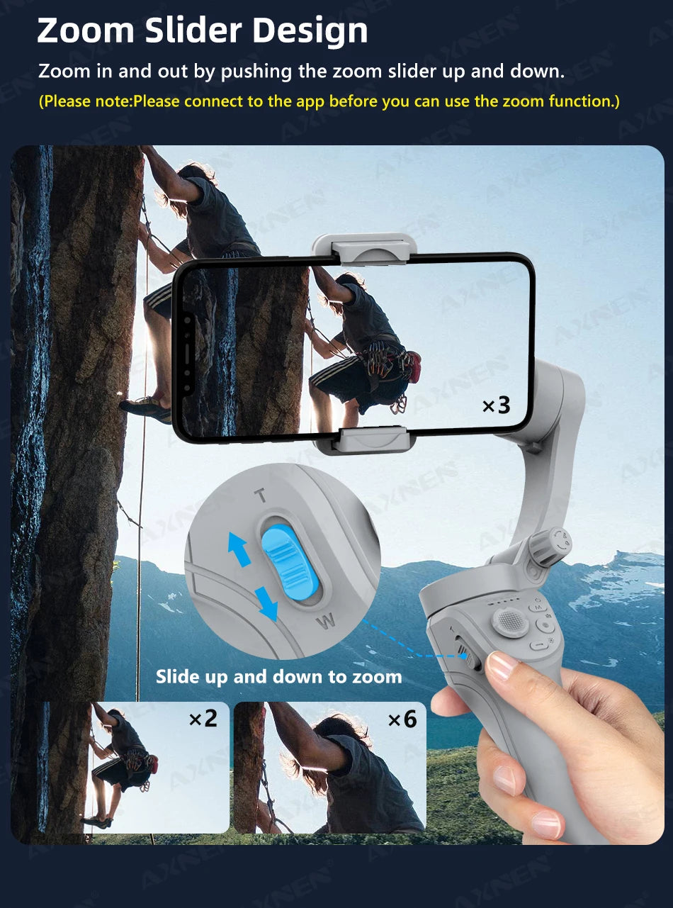 HQ6 3-Axis Gimbal Handheld Stabilizer – With Fill Light, Face Tracking, Anti-Shake for Android & iPhone Video Recording
