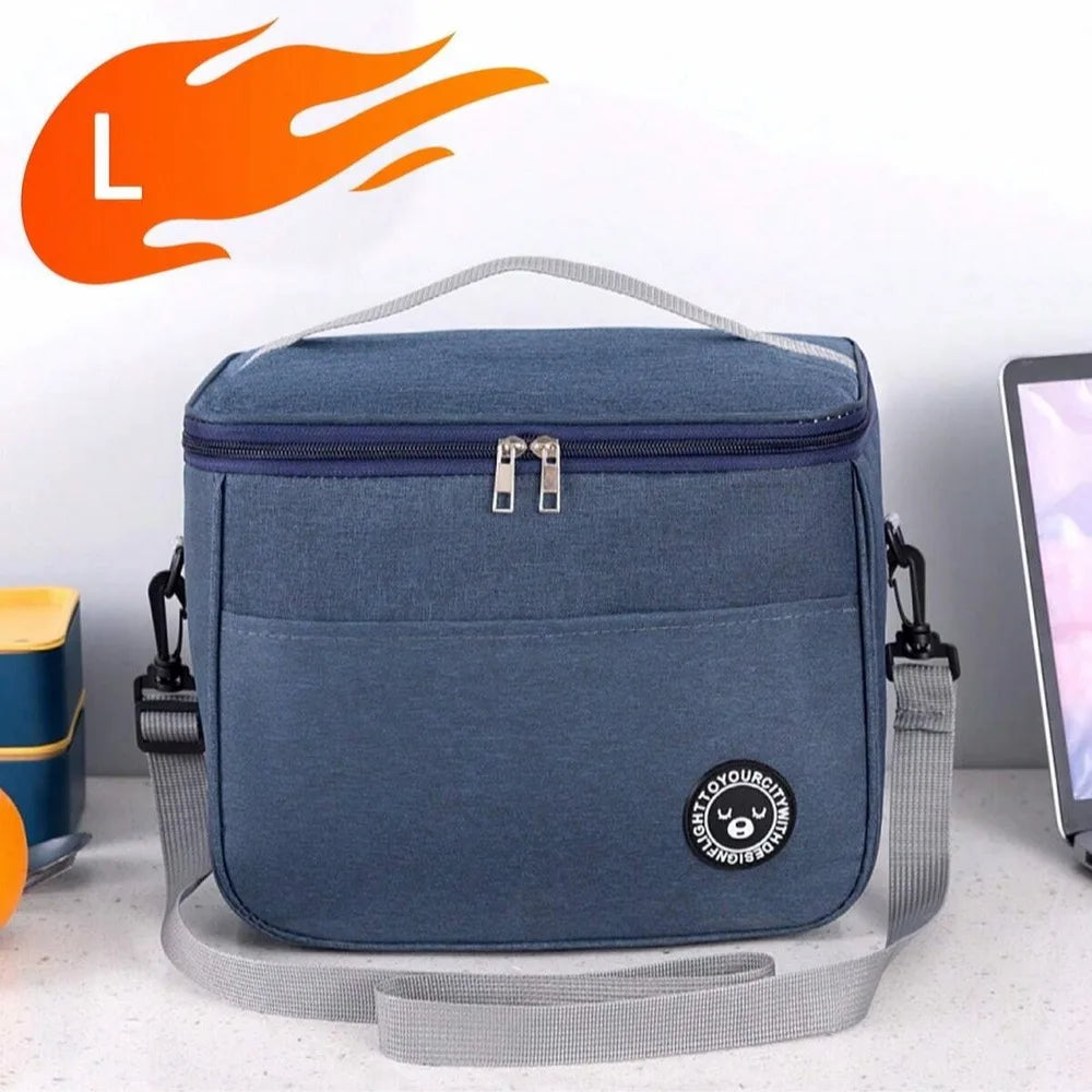 Insulated Handheld Lunch Bag with Shoulder Strap – Thickened Waterproof Student Lunch Box Tote