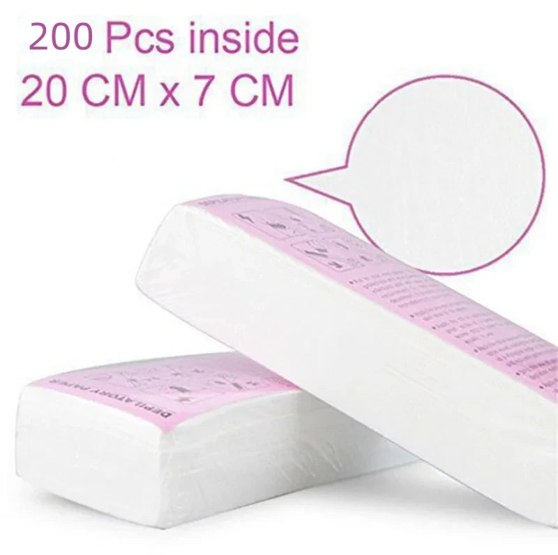 200/100PCS Nonwoven Wax Strips – High-Quality Hair Removal Paper for Body, Legs & Arms, Epilator Wax Paper Roll
